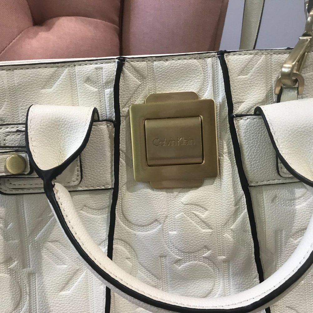 Authentic Calvin Klein Monogram White Shoulder Bag - image 5